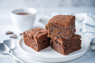 Chocolate brownie with chocolate drops