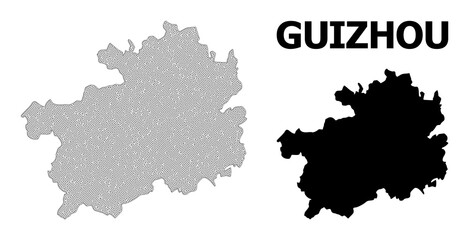 Obraz premium Polygonal mesh map of Guizhou Province in high detail resolution. Mesh lines, triangles and points form map of Guizhou Province.