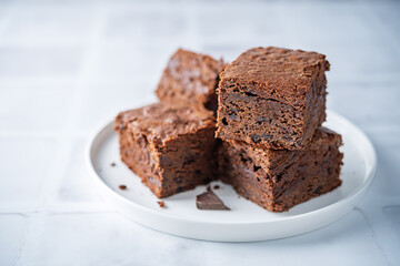Chocolate brownie with chocolate drops