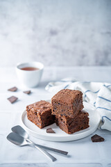 Chocolate brownie with chocolate drops