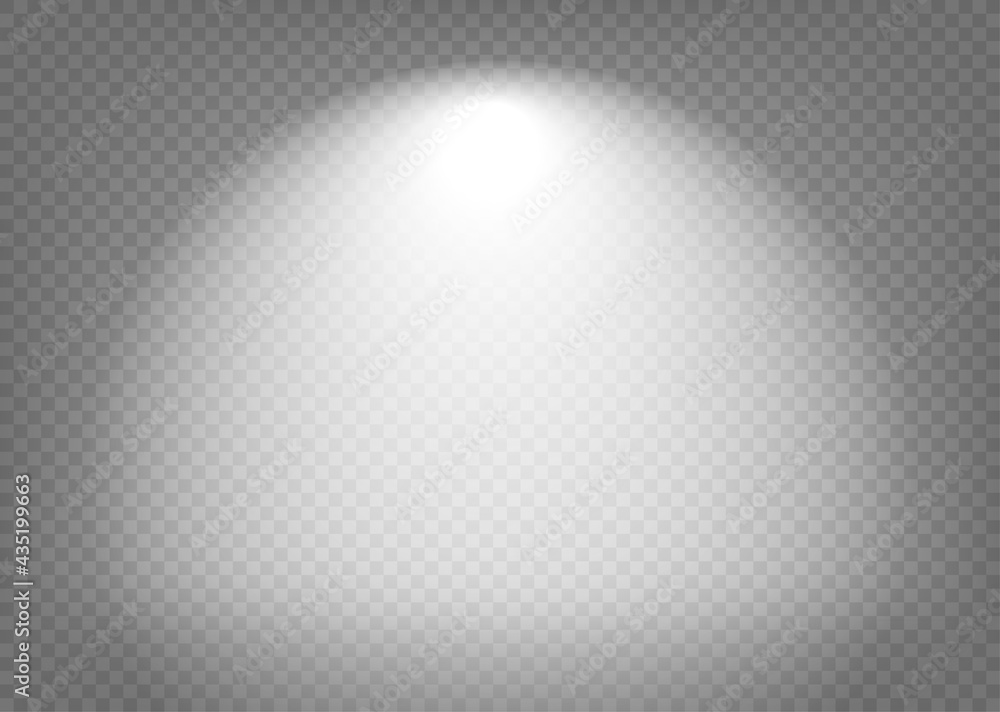 Poster light beam on a wall. design template with light effect on transparent background