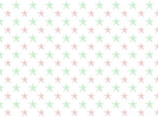 背景素材　水彩風パターン　星　緑　赤