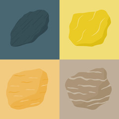 Metamorphic rock illustration set. Slate Phyllite Schist and Gneiss.
