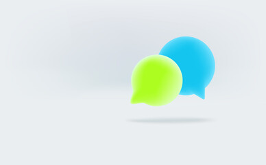 White scene with two color speech clouds. Communication concept. Ready for a text