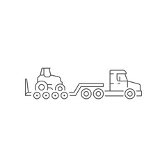 Lowboy trailer truck line icon