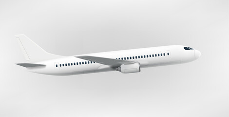 Modern white airplane taking off. Vector mockup for design
