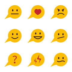 Mental health. Thoughts emotions experiences. Yellow icons. Vector illustration