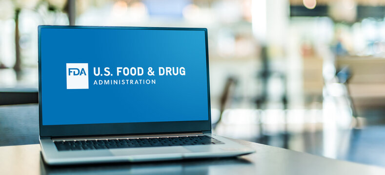 Laptop computer displaying logo of FDA
