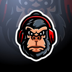 Gorilla head mascot esport logo design