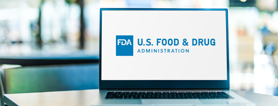 Laptop computer displaying logo of FDA