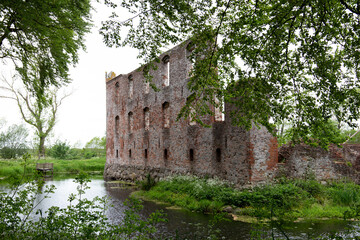 Trojborg, Dänemark, Burgruine, Schlossruine, Schloss, Gemäuer, alt, Backstein