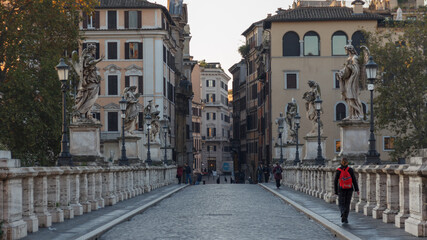 View of Via del Banco di Santo Spirito from the Holy Angel Bridge in Rome