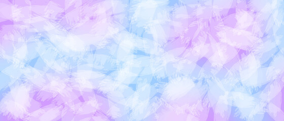 Abstract painted white, blue and purple background with random brush strokes