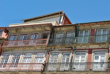 Typical colorful facades in Porto - Portugal 