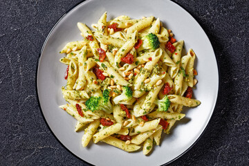 tasty Broccoli pesto pasta on a plate