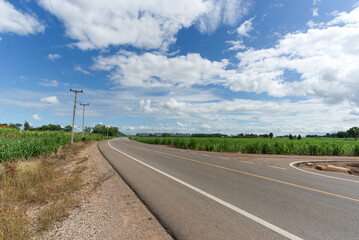 Fototapeta na wymiar Rural Roads in Ratchaburi Province Near Bangkok, Thailand
