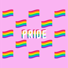 Pattern Rainbow flag and text pride, isometric vector icon set.