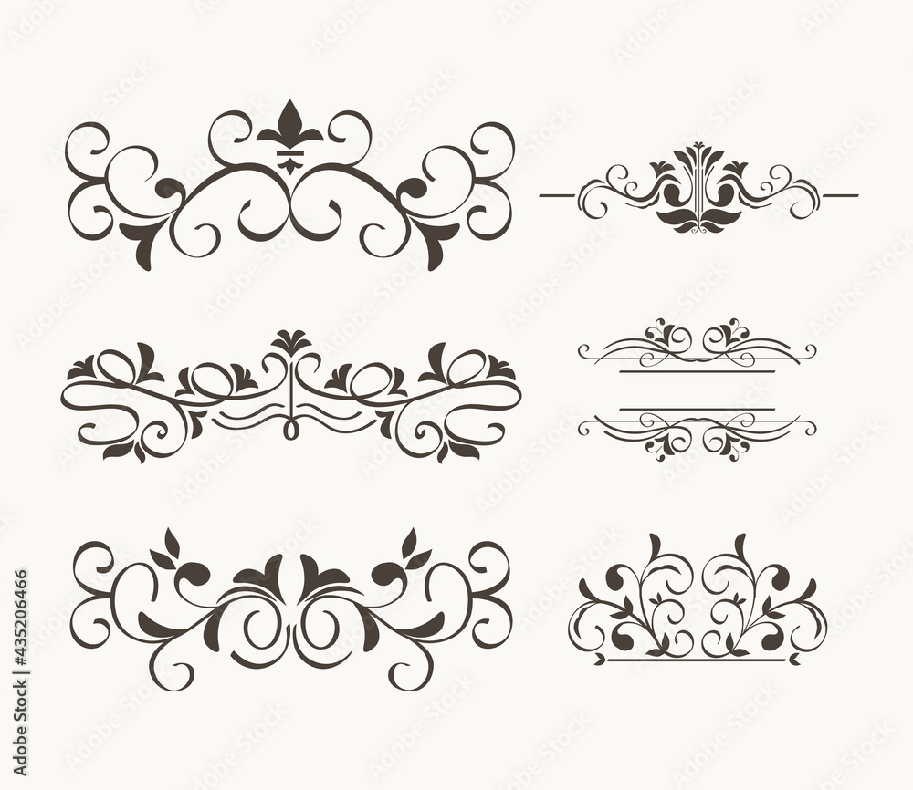 Poster black ornaments icon set