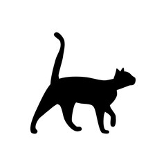 Silhouette of a cat on a white background. Animals Icons. Vector illustration