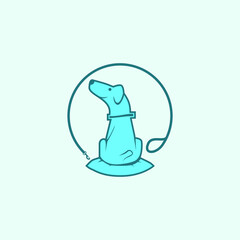 Creative design logo ideas training dogs with leash  become a brand symbol for your business, the concept of dog training icons