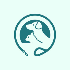 Creative design logo ideas training dogs with leash  become a brand symbol for your business, the concept of dog training icons - obrazy, fototapety, plakaty