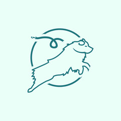 Creative design logo ideas training dogs with leash  become a brand symbol for your business, the concept of dog training icons