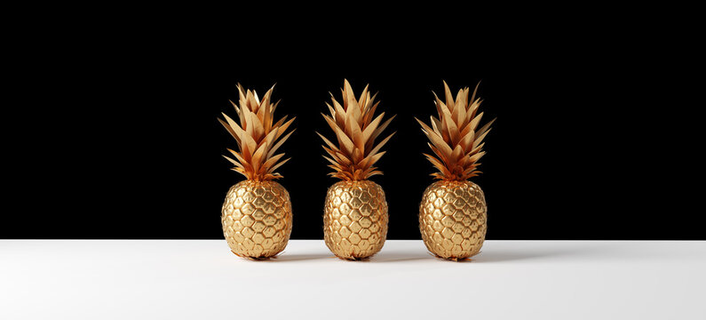 Gold pineapple decoration on black