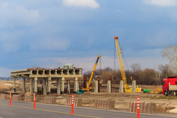 Road overpass under construction on the highway