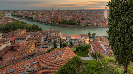 Fototapeta na wymiar Verona seen from Castel San Pietro