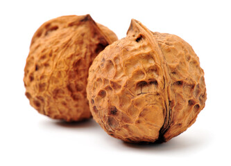 walnuts on a white background