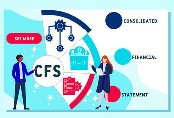 Vector website design template . CFS - Consolidated Financial Statement acronym. business concept. illustration for website banner, marketing materials, business presentation, online advertising.