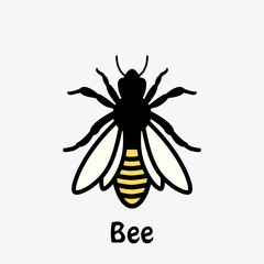 Honey bee. Insect. Honey making concept. Flying Bee with honeycomb isolated. Cute cartoon character. The character of cute bee flying with flower ring in flat vector style. Vector illustration. 