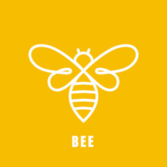 Honey bee. Insect. Honey making concept. Flying Bee with honeycomb isolated. Cute cartoon character. The character of cute bee flying with flower ring in flat vector style. Vector illustration. 