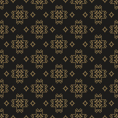 Dark background pattern with dark brown decorative elements on a black background, wallpaper. Seamless pattern, texture. Vector image