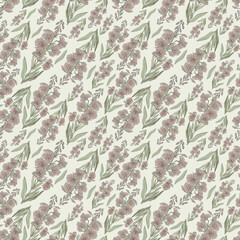 Seamless botanical light pattern with meadow plants
