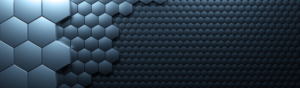 3d render of a simple abstract hexagon pattern background for website header designs