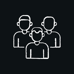 Business partnership chalk icon. Synergy, teamwork, collaboration, research, meeting. Thin line vector black and white illustration.