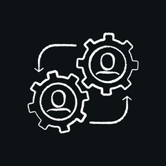 Business partnership chalk icon. Synergy, teamwork, collaboration, research, meeting. Thin line vector black and white illustration.