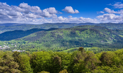 Obraz premium View from Fremersberg to Baden-Baden and the Black Forest_Baden Wuerttemberg, Germany