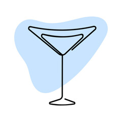 Glass of martini illustration. Hand drawn vector line art. Isolated element on white background. Best for seamless patterns, posters, cards, menu concept and your design.