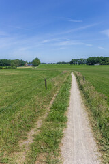 Fototapeta na wymiar Gravel bicycle path in the hills near Ootmarsum, Netherlands