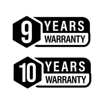 9 Year Warranty, 10 Year Warranty Icon Set,black In Color