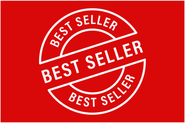 'best seller' rounded vector icon isolated on red background