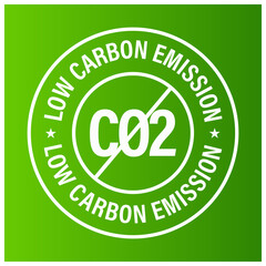 low carbon emission vector icon isolated on green background