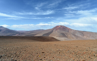 Arid landscape of the high-altitude Atacama desert on the border of Chile and Argentina 