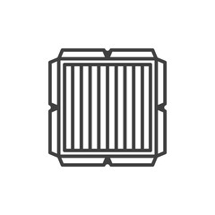 Air filter icon. A simple linear image of an air filter in a plastic frame to clean the air from dust and dirt. Isolated vector on pure white background.