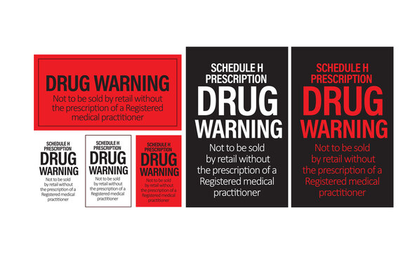schedule h drug prescription warning vector illustration. drug package design elements