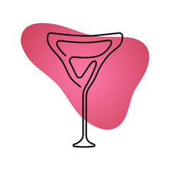 Glass of alcohol cocktail illustration. Hand drawn vector line art. Isolated element on white background. Best for seamless patterns, posters, cards, menu concept and your design.