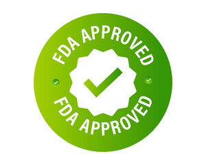 FDA approved vector icon with tick mark, green in color