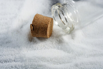 Flour with macro lens photographed against colorful gradient in studio